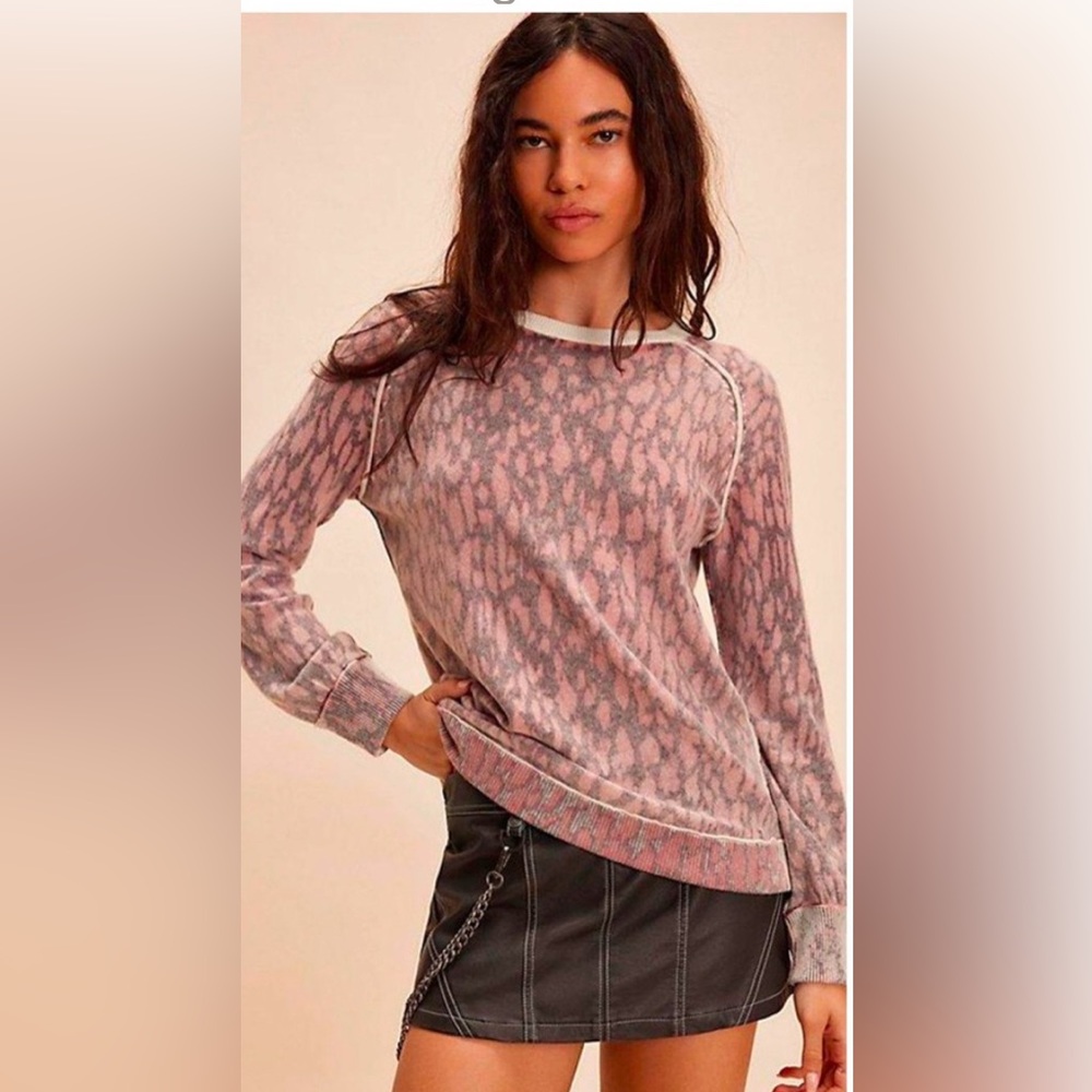 FREE PEOPLE WE THE FREE ANIMAL STYLE CASHMERE SWEATER